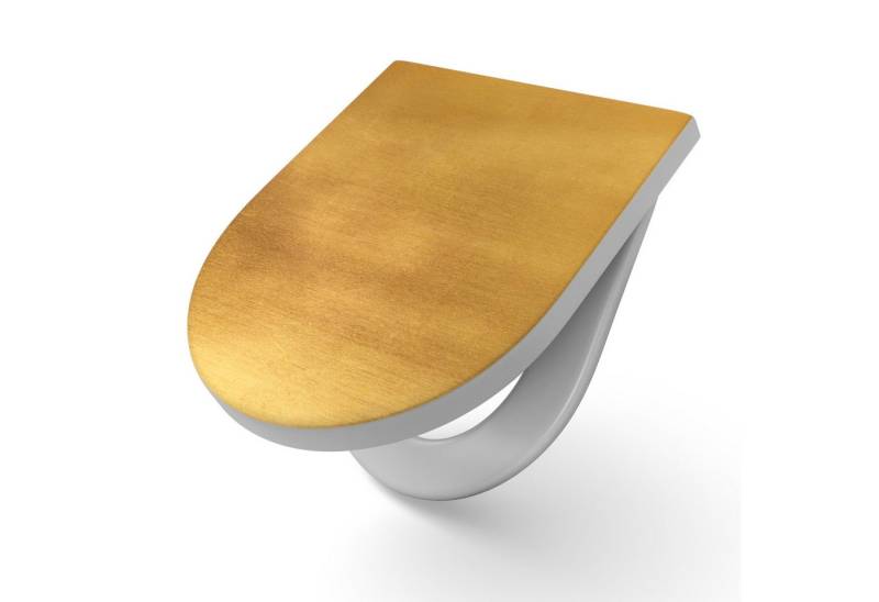 DEQORI WC-Sitz 'Gebürstetes Goldblech', WC Toilettensitz bedruckt Klobrille Toilettendeckel Motiv WC-Brille DEQORI WC-Sitz 'Gebürstetes Goldblech', WC Toilettensitz bedruckt Klobrille Toilettendeckel Motiv WC-Brille von DEQORI