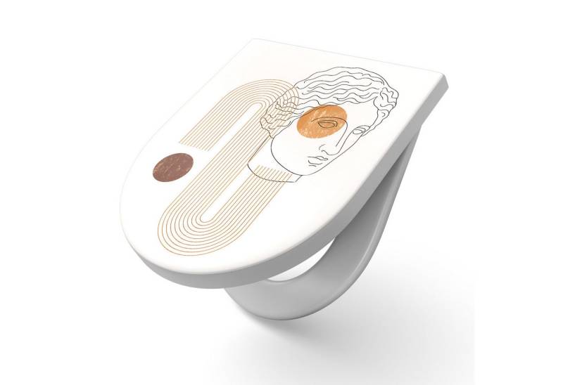 DEQORI WC-Sitz 'Geometrische Göttin', WC Toilettensitz bedruckt Klobrille Toilettendeckel Motiv WC-Brille von DEQORI