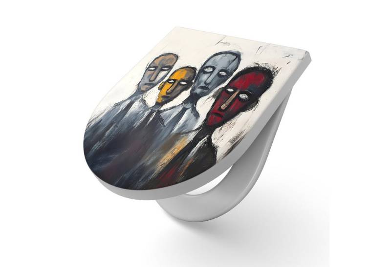 DEQORI WC-Sitz 'In der Menge verloren', WC Toilettensitz bedruckt Klobrille Toilettendeckel Motiv WC-Brille von DEQORI
