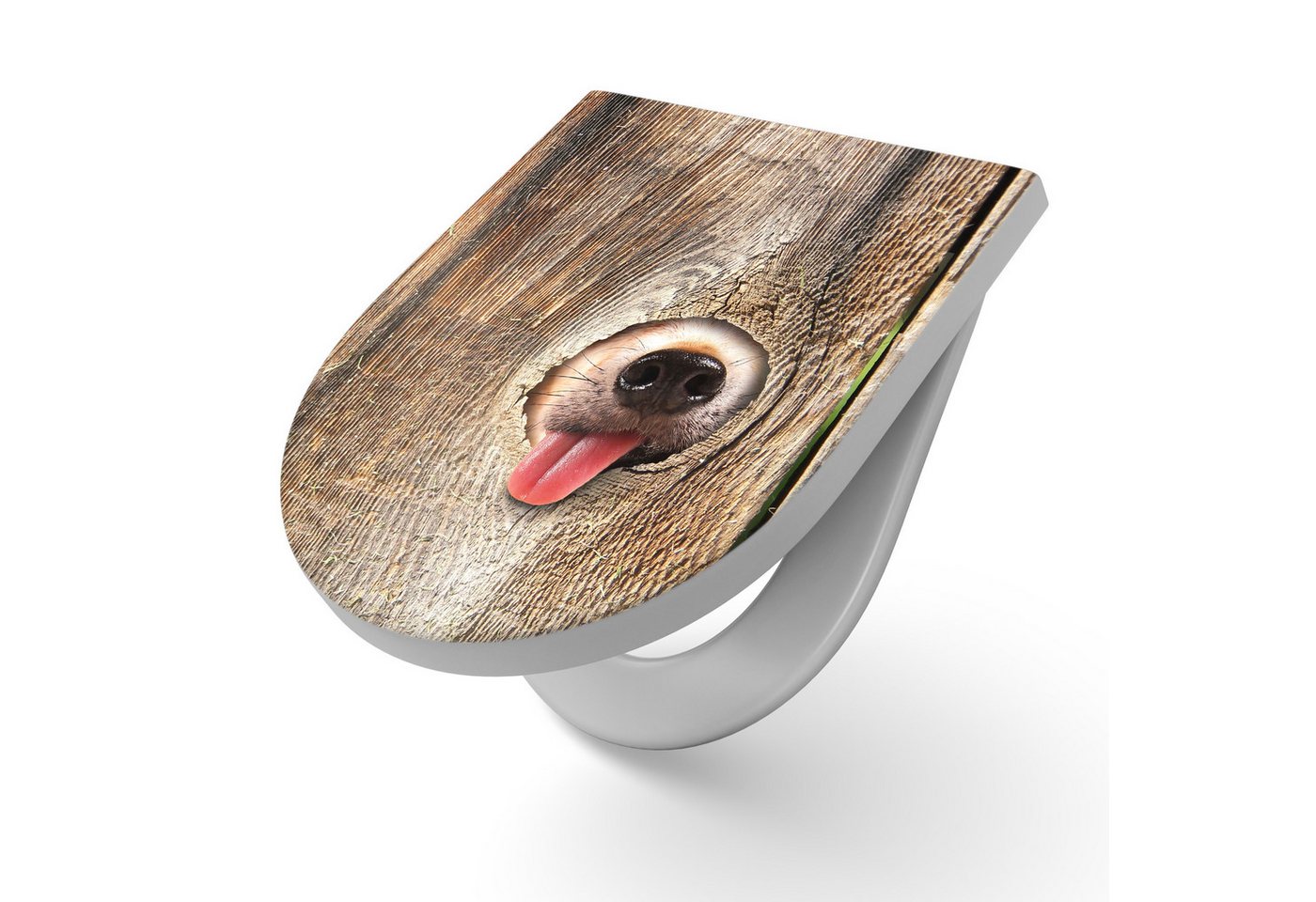 DEQORI WC-Sitz 'Neugierige Hundeschnauze', WC Toilettensitz bedruckt Klobrille Toilettendeckel Motiv WC-Brille DEQORI WC-Sitz 'Neugierige Hundeschnauze', WC Toilettensitz bedruckt Klobrille Toilettendeckel Motiv WC-Brille von DEQORI