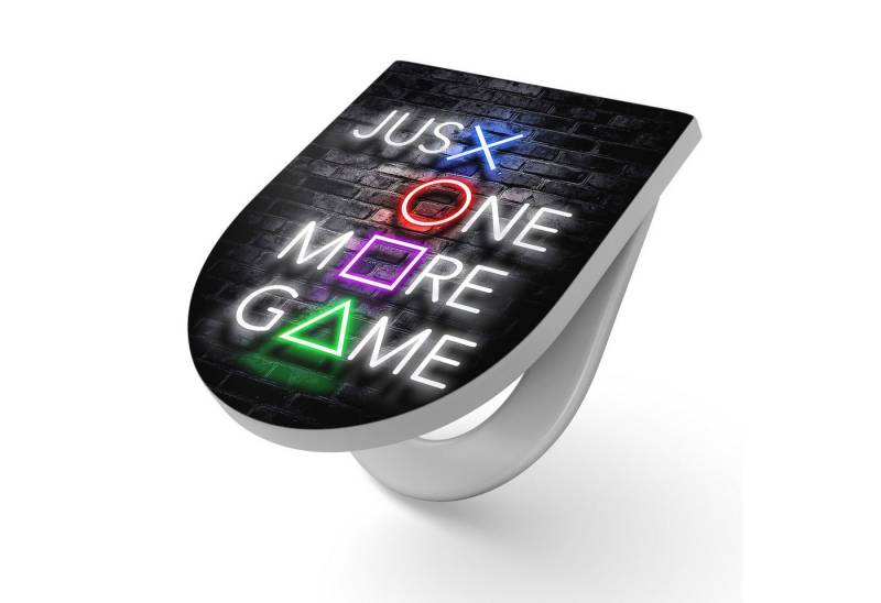 DEQORI WC-Sitz 'Nur noch ein Spiel', WC Toilettensitz bedruckt Klobrille Toilettendeckel Motiv WC-Brille von DEQORI