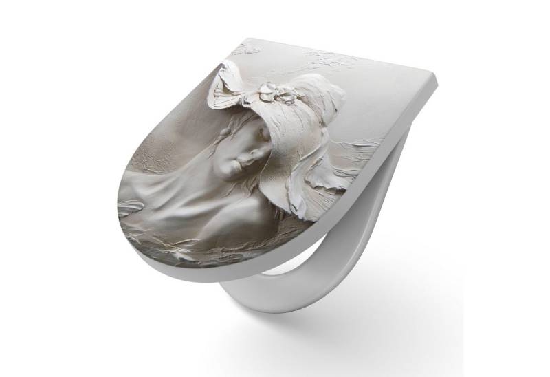 DEQORI WC-Sitz 'Skulptur einer Lady', WC Toilettensitz bedruckt Klobrille Toilettendeckel Motiv WC-Brille von DEQORI