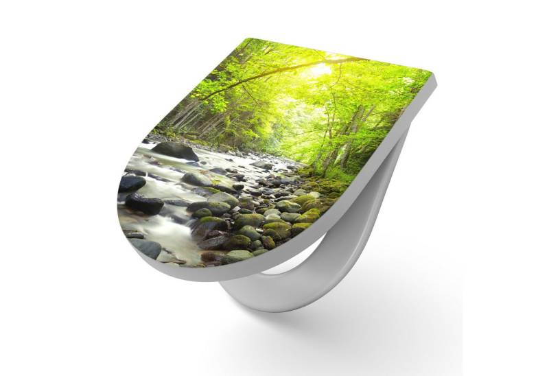 DEQORI WC-Sitz 'Steiniges Flussbett', WC Toilettensitz bedruckt Klobrille Toilettendeckel Motiv WC-Brille von DEQORI