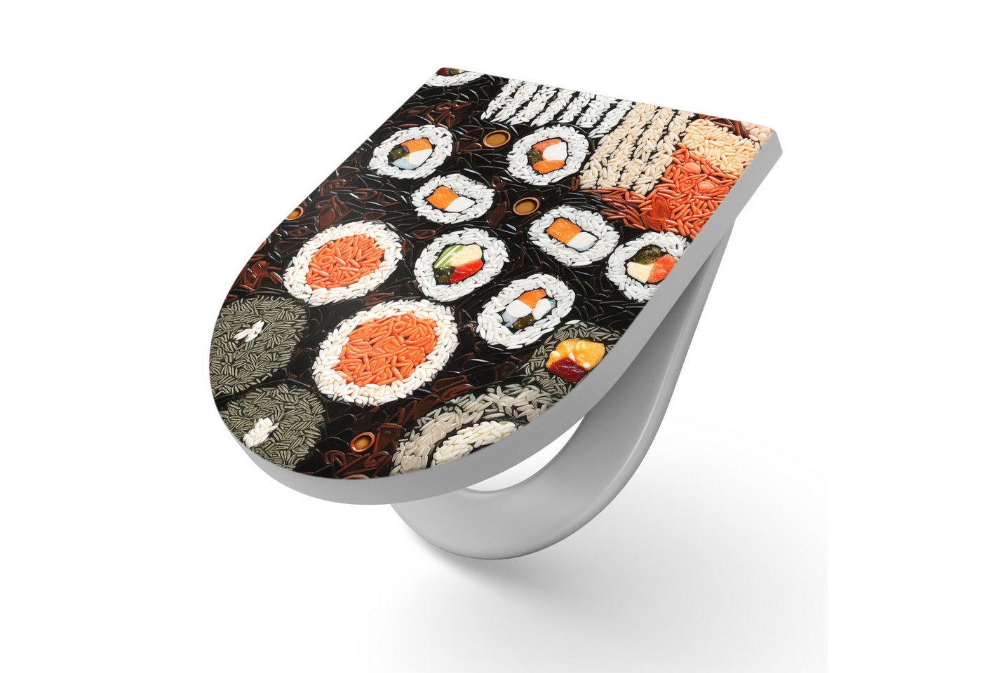 DEQORI WC-Sitz 'Sushi-Symphonie', WC Toilettensitz bedruckt Klobrille Toilettendeckel Motiv WC-Brille DEQORI WC-Sitz 'Sushi-Symphonie', WC Toilettensitz bedruckt Klobrille Toilettendeckel Motiv WC-Brille von DEQORI