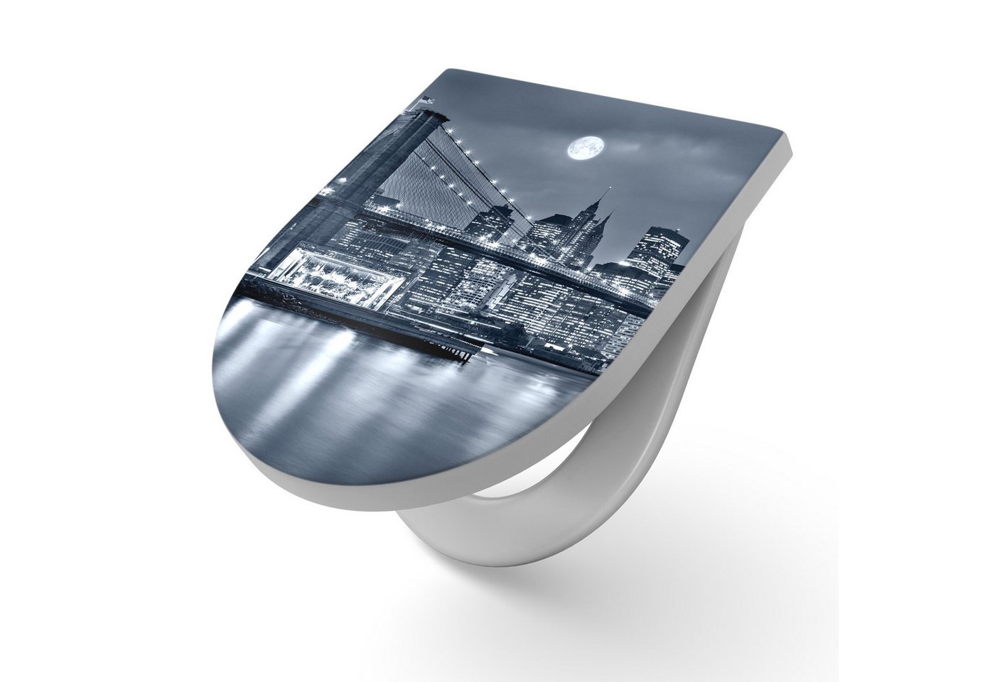 DEQORI WC-Sitz 'Vollmond über New York', WC Toilettensitz bedruckt Klobrille Toilettendeckel Motiv WC-Brille DEQORI WC-Sitz 'Vollmond über New York', WC Toilettensitz bedruckt Klobrille Toilettendeckel Motiv WC-Brille von DEQORI