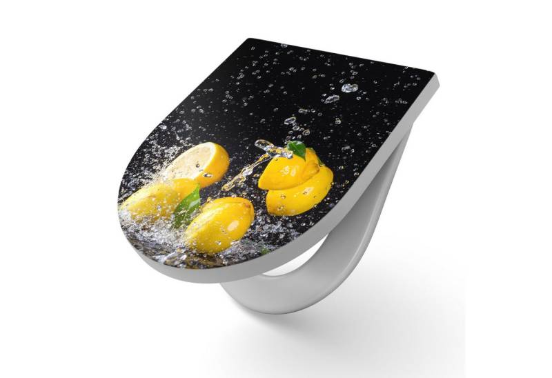 DEQORI WC-Sitz 'Zitronen und Wasserperlen', WC Toilettensitz bedruckt Klobrille Toilettendeckel Motiv WC-Brille DEQORI WC-Sitz 'Zitronen und Wasserperlen', WC Toilettensitz bedruckt Klobrille Toilettendeckel Motiv WC-Brille von DEQORI