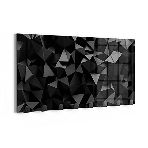 DEQORI Wandgarderobe Glas & Metall | Motiv Bizarre Oberfläche | 60x30 cm | Design Haken-Leiste modern | Garderoben-Paneel für Flur, Wohnzimmer & Schlafzimmer | magnetisch & beschreibbar von DEQORI