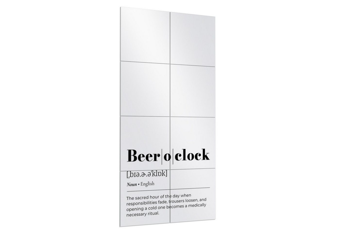 DEQORI Wandspiegel 'Beer o'clock - Definition', Spiegelfliesen Puzzle Wand Spiegel Wohnzimmer Spiegelwand Flur groß DEQORI Wandspiegel 'Beer o'clock - Definition', Spiegelfliesen Puzzle Wand Spiegel Wohnzimmer Spiegelwand Flur groß von DEQORI