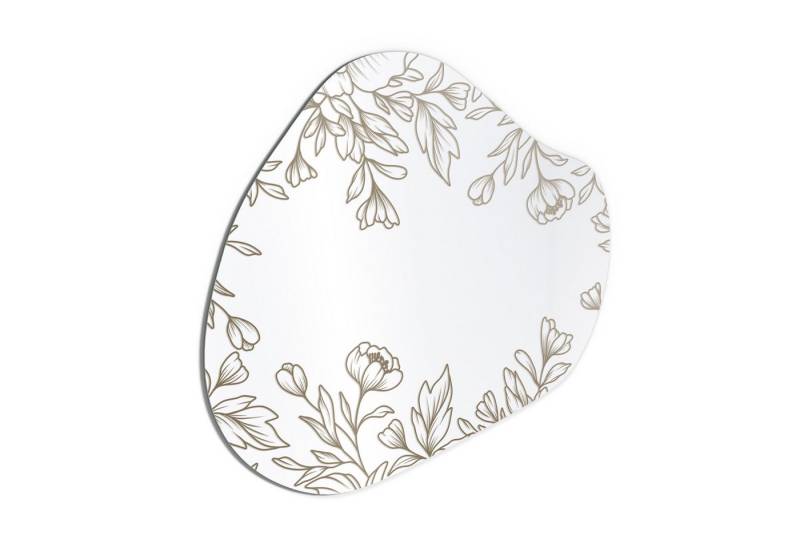 DEQORI Wandspiegel 'Blumenrahmen Sepia', Spiegel organisch geformt selbstklebend Wand Wohnzimmer Flur groß XXL von DEQORI