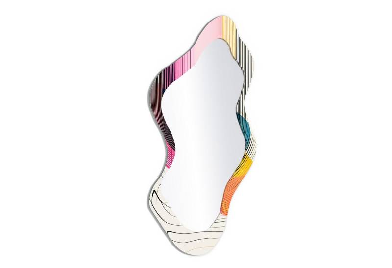 DEQORI Wandspiegel 'Bunte Linienenergie', Spiegel organisch geformt selbstklebend Wand Wohnzimmer Flur groß XXL von DEQORI