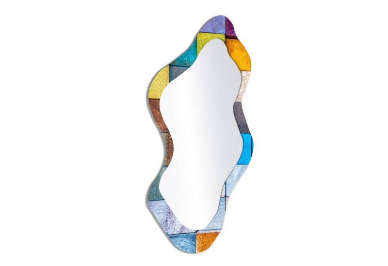 DEQORI Wandspiegel 'Buntes Holzmosaik', Spiegel organisch geformt selbstklebend Wand Wohnzimmer Flur groß XXL von DEQORI