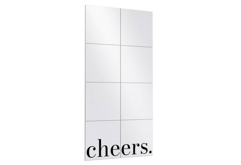 DEQORI Wandspiegel 'Cheers - Schriftzug', Spiegelfliesen Puzzle Wand Spiegel Wohnzimmer Spiegelwand Flur groß von DEQORI