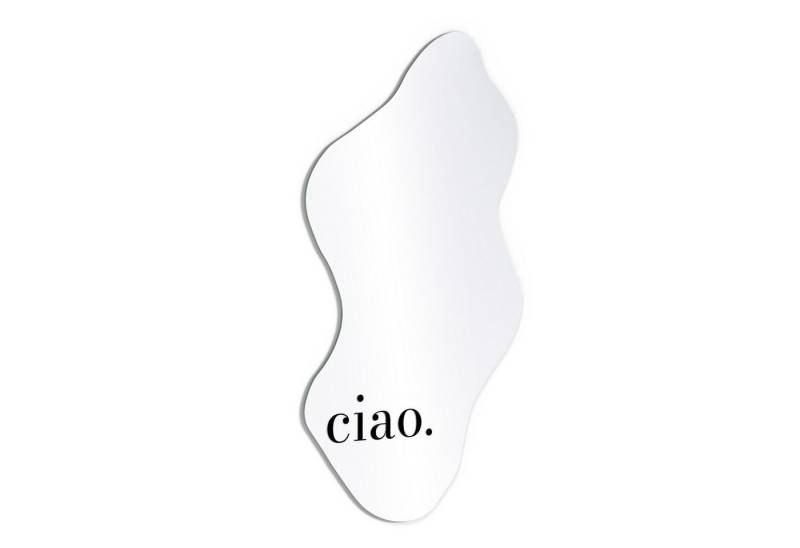 DEQORI Wandspiegel 'Ciao - Schriftzug', Spiegel organisch geformt selbstklebend Wand Wohnzimmer Flur groß XXL von DEQORI