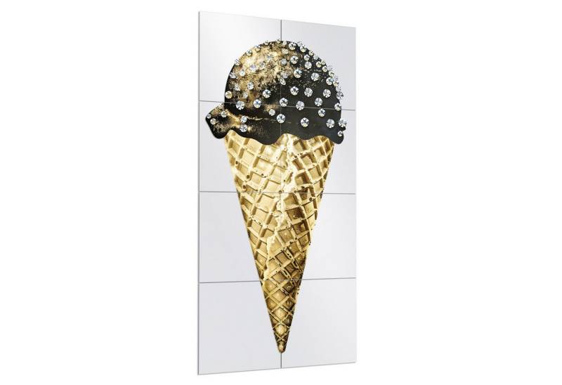 DEQORI Wandspiegel 'Diamanten & Goldcreme', Spiegelfliesen Puzzle Wand Spiegel Wohnzimmer Spiegelwand Flur groß von DEQORI