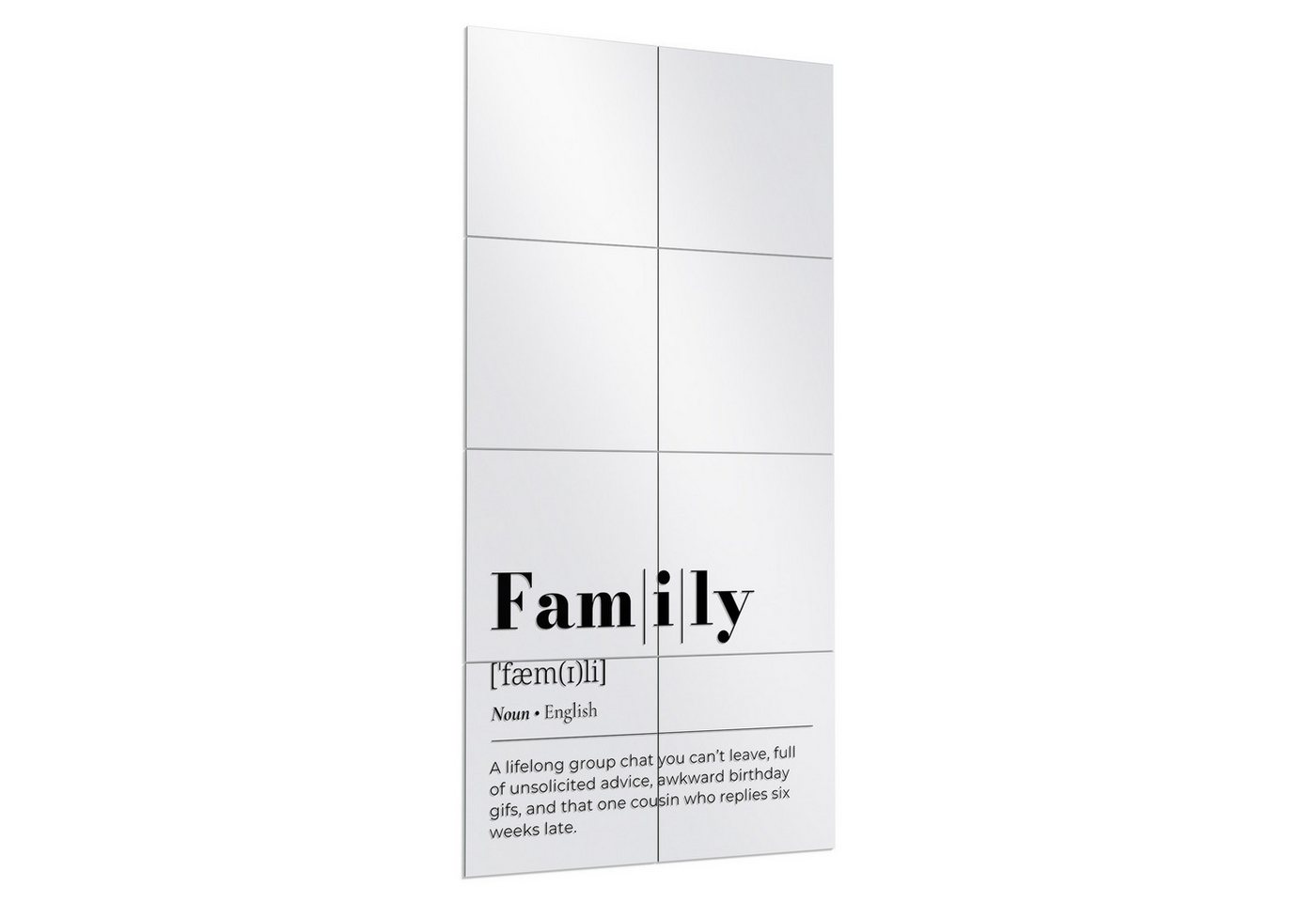 DEQORI Wandspiegel 'Family - Definition', Spiegelfliesen Puzzle Wand Spiegel Wohnzimmer Spiegelwand Flur groß DEQORI Wandspiegel 'Family - Definition', Spiegelfliesen Puzzle Wand Spiegel Wohnzimmer Spiegelwand Flur groß von DEQORI