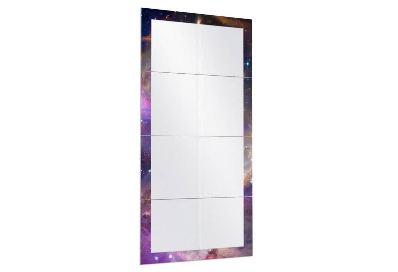 DEQORI Wandspiegel 'Farbenfrohe Galaxie', Spiegelfliesen Puzzle Wand Spiegel Wohnzimmer Spiegelwand Flur groß von DEQORI