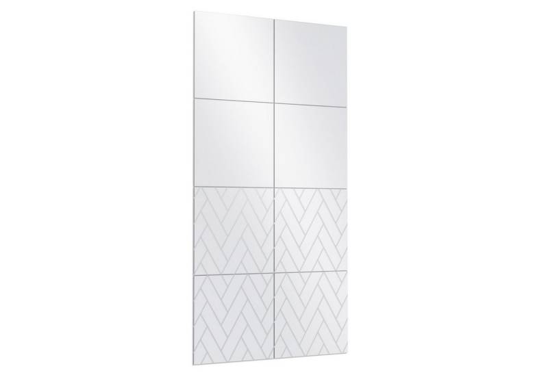 DEQORI Wandspiegel 'Kontrast im Fischgrät', Spiegelfliesen Puzzle Wand Spiegel Wohnzimmer Spiegelwand Flur groß von DEQORI