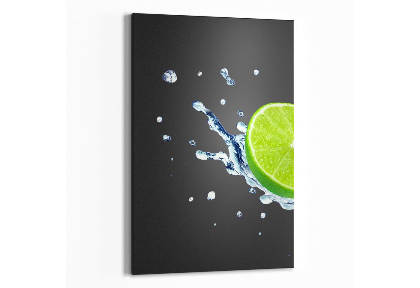 DEQORI Wandtafel 'Limette fällt ins Wasser', (1-tlg), Metall Kreidetafel bedruckt Schreibtafel modern Schiefertafel Tafel von DEQORI