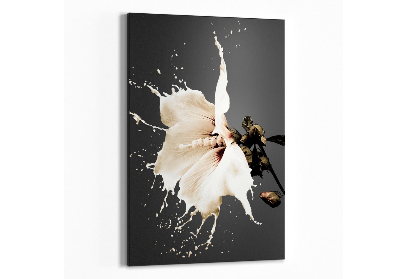 DEQORI Wandtafel 'Milchige Blüte', (1-tlg), Metall Kreidetafel bedruckt Schreibtafel modern Schiefertafel Tafel von DEQORI