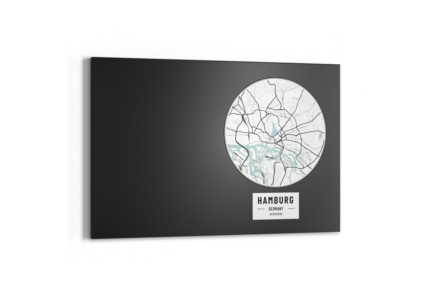 DEQORI Wandtafel 'Stadtplan Hamburg', (1-tlg), Metall Kreidetafel bedruckt Schreibtafel modern Schiefertafel Tafel von DEQORI