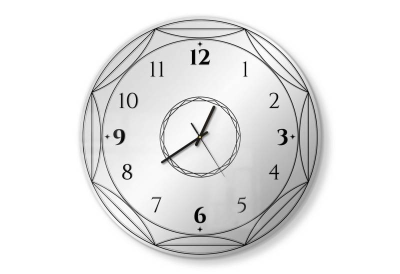 DEQORI Wanduhr (Spiegeluhr Spiegel modern Wand Wohnzimmer Uhr Design Küchenuhr Quarz) von DEQORI