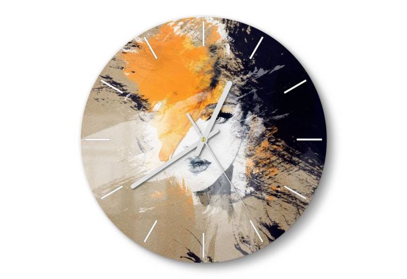 DEQORI Wanduhr 'Abstraktes Gesicht' (Glas Glasuhr modern Wand Uhr Design Küchenuhr) von DEQORI