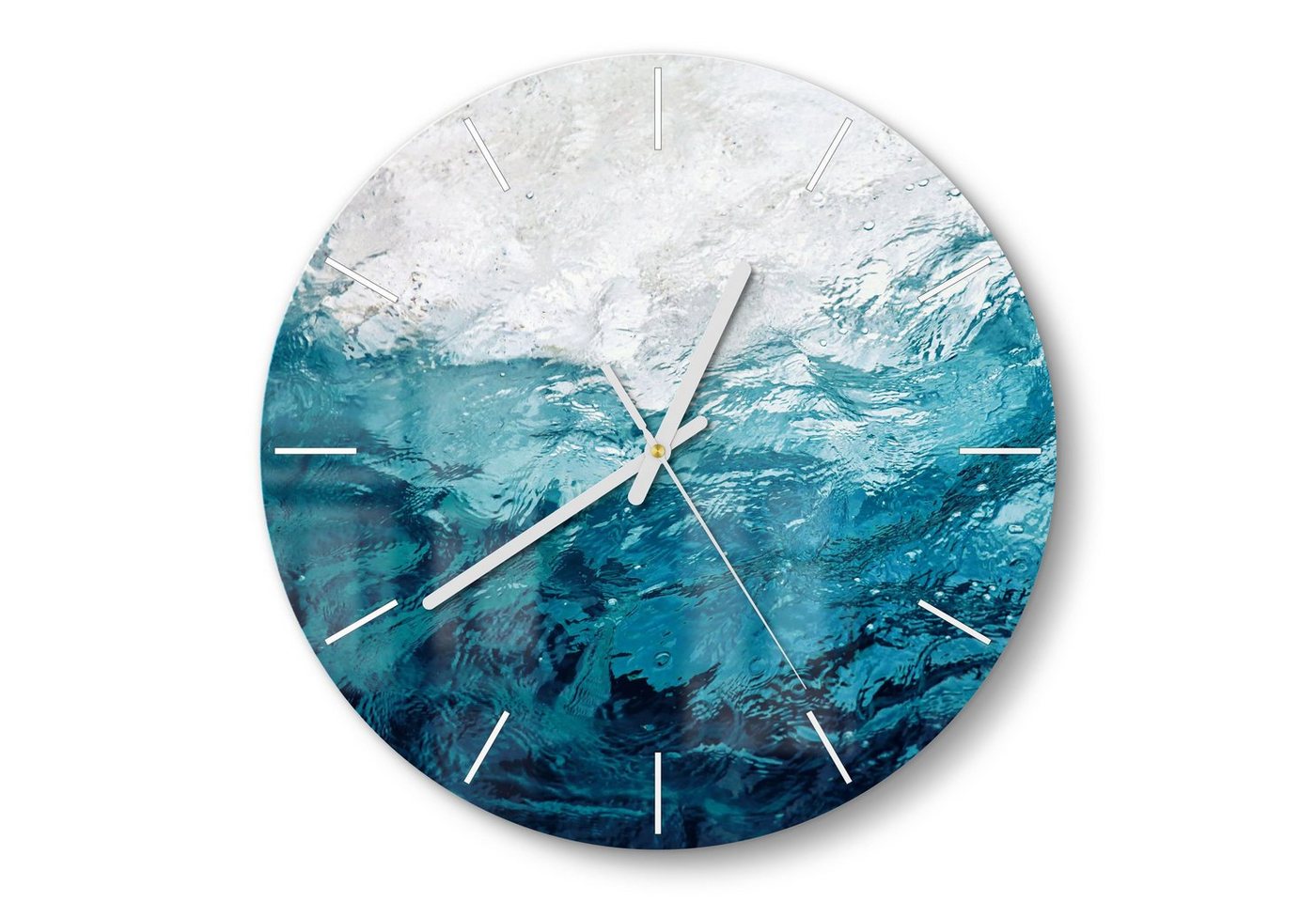 DEQORI Wanduhr 'Blick durch Wellen' (Glas Glasuhr modern Wand Uhr Design Küchenuhr) von DEQORI