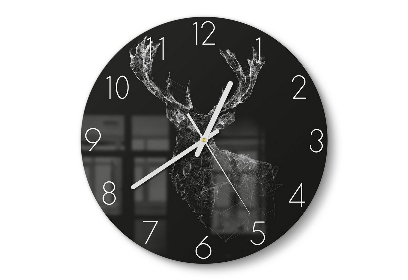 DEQORI Wanduhr 'Digitalisierter Hirsch' (Glas Glasuhr modern Wand Uhr Design Küchenuhr) von DEQORI