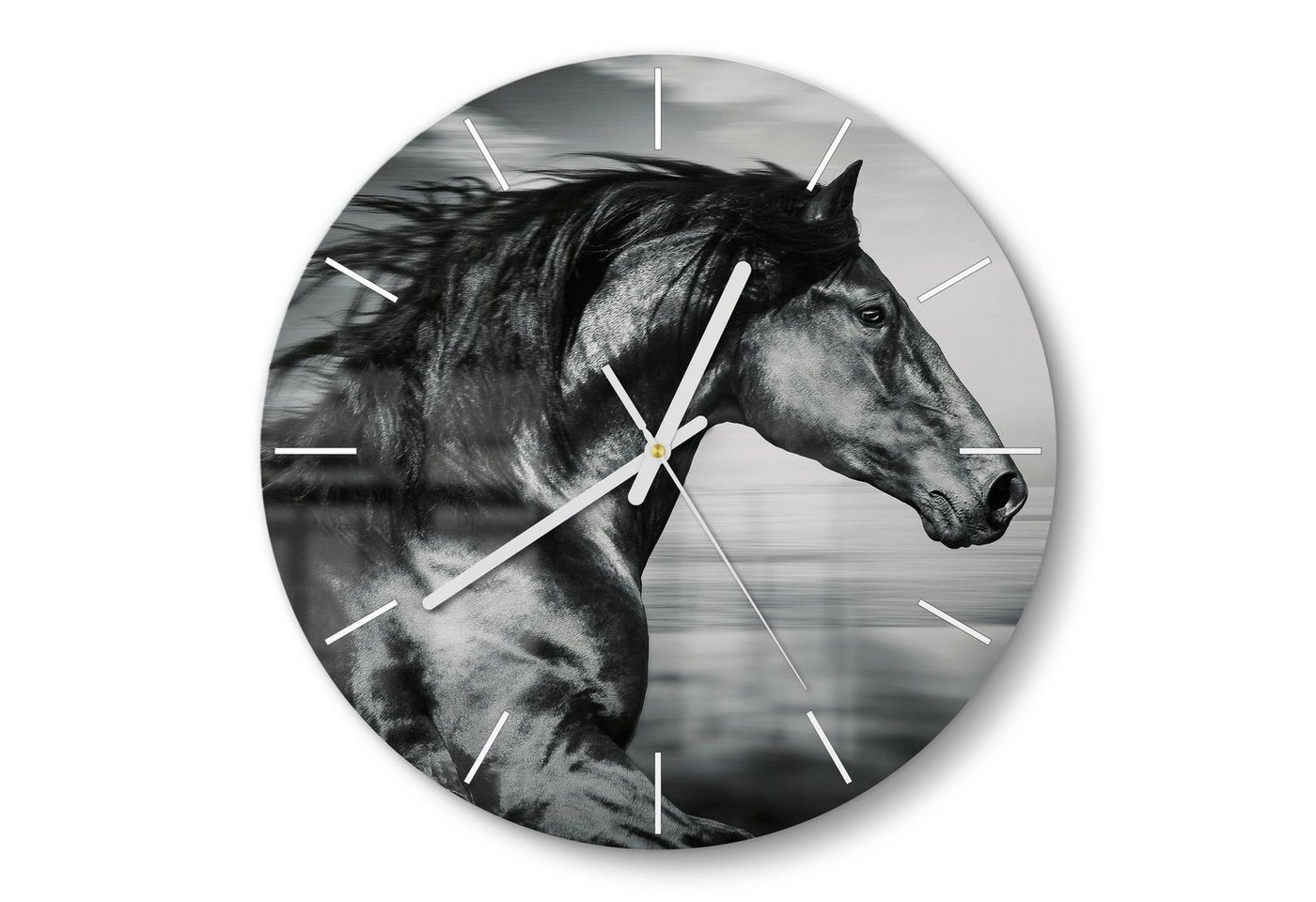 DEQORI Wanduhr 'Galoppierendes Pferd' (Glas Glasuhr modern Wand Uhr Design Küchenuhr) von DEQORI