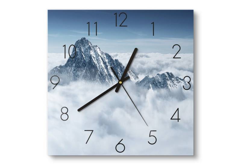 DEQORI Wanduhr 'Himmlische Gipfel' (Glas Glasuhr modern Wand Uhr Design Küchenuhr) von DEQORI