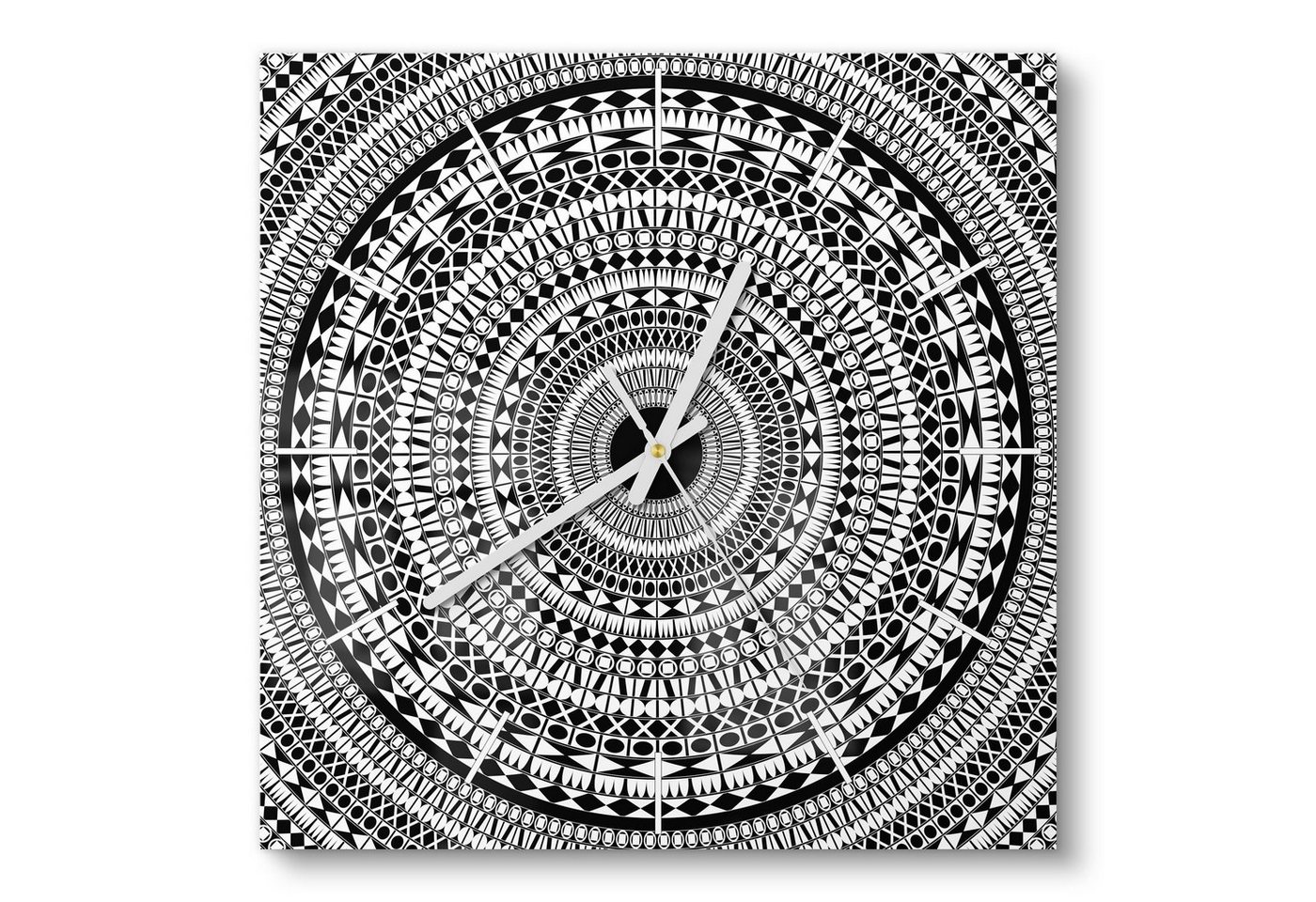 DEQORI Wanduhr 'Kreisförmiges Mandala' (Glas Glasuhr modern Wand Uhr Design Küchenuhr) von DEQORI
