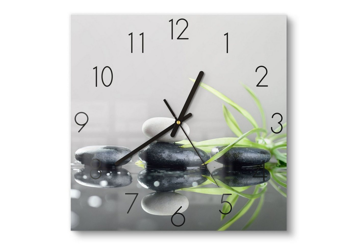 DEQORI Wanduhr 'Naturstein Arrangement' (Glas Glasuhr modern Wand Uhr Design Küchenuhr) von DEQORI