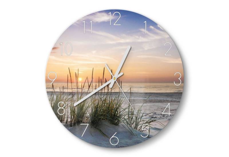 DEQORI Wanduhr 'Sonnenuntergang am Strand' (Glas Glasuhr modern Wand Uhr Design Küchenuhr) von DEQORI
