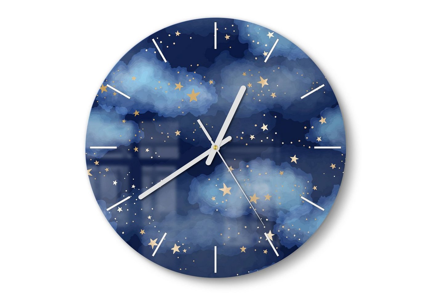 DEQORI Wanduhr 'Sternenhimmel und Wolken' (Glas Glasuhr modern Wand Uhr Design Küchenuhr) von DEQORI