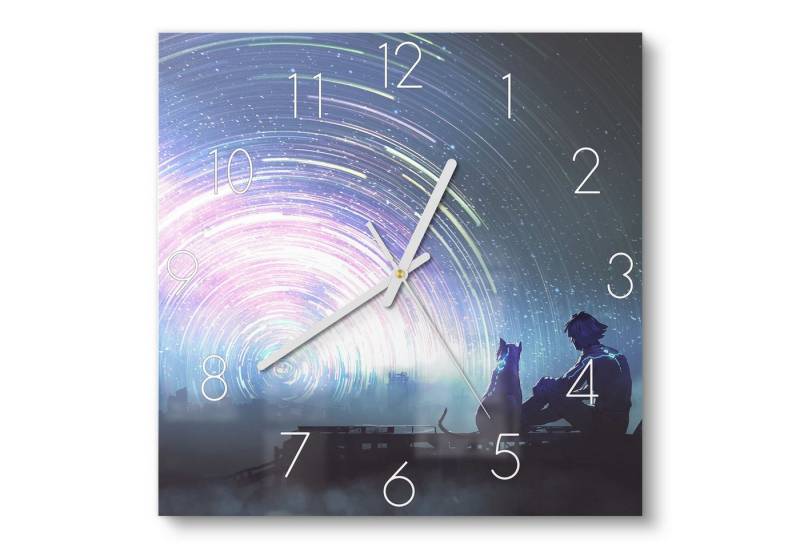 DEQORI Wanduhr 'Sternenkomplizen' (Glas Glasuhr modern Wand Uhr Design Küchenuhr) von DEQORI
