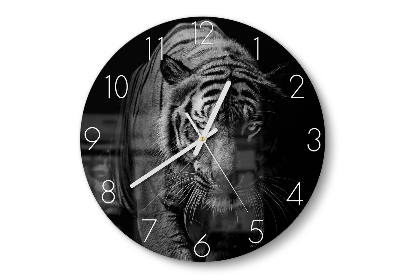 DEQORI Wanduhr 'Tiger auf der Pirsch' (Glas Glasuhr modern Wand Uhr Design Küchenuhr) von DEQORI