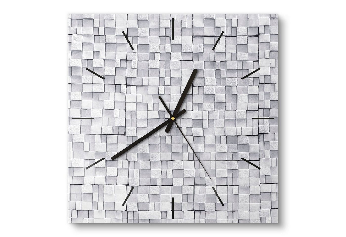 DEQORI Wanduhr 'Ungleichmäßige Ziegel' (Glas Glasuhr modern Wand Uhr Design Küchenuhr) von DEQORI