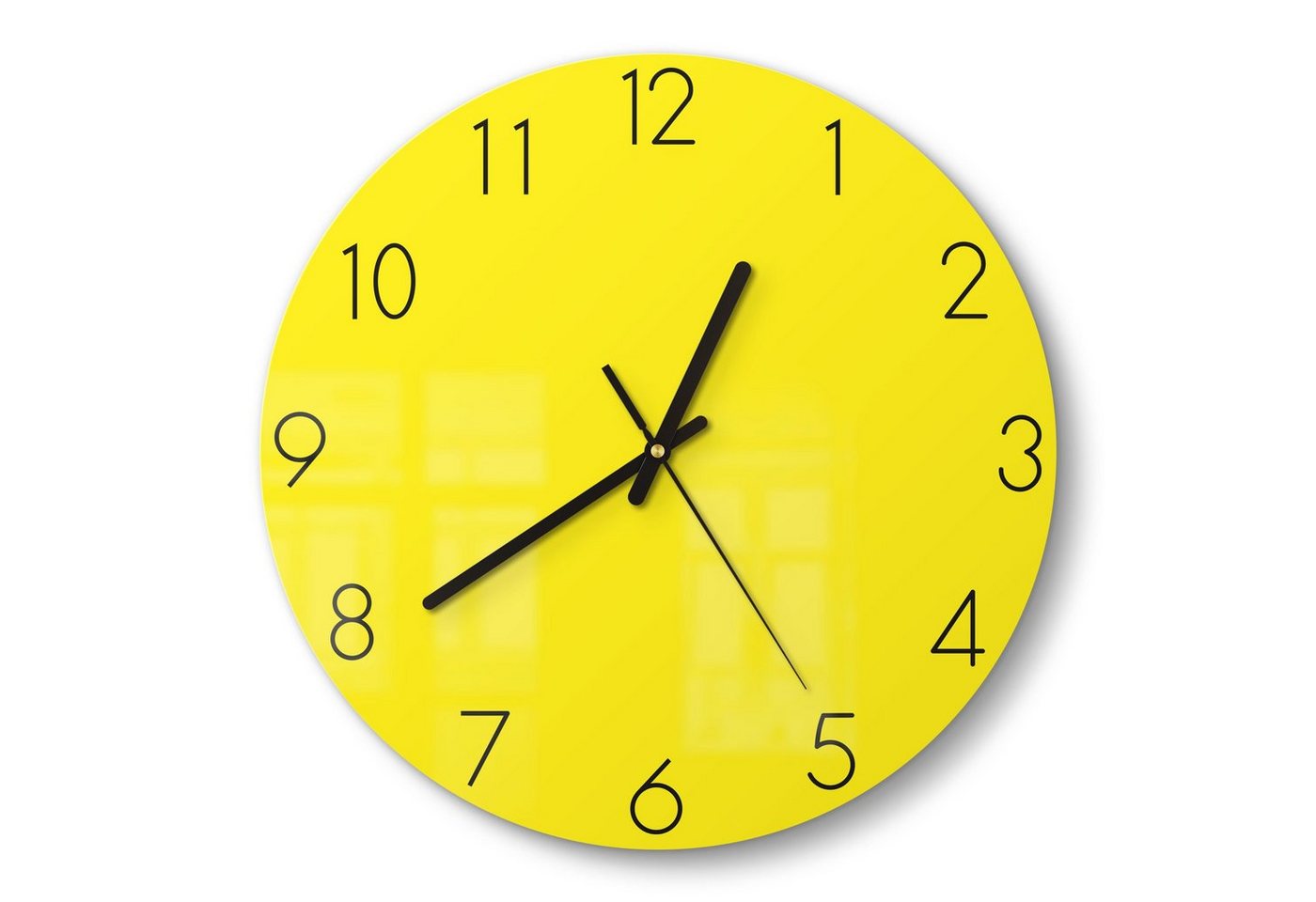 DEQORI Wanduhr 'Unifarben - Gelb' (Glas Glasuhr modern Wand Uhr Design Küchenuhr) von DEQORI