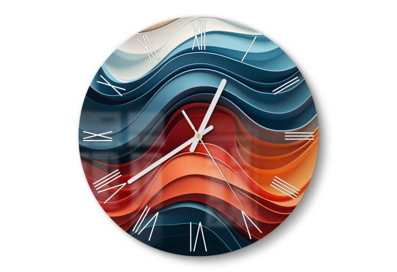 DEQORI Wanduhr 'Wellen des Wohlgefühls' (Glas Glasuhr modern Wand Uhr Design Küchenuhr) von DEQORI