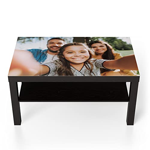 DEQORI personalisierter Glastisch mit Foto | schwarz groß 90x55 cm | eigenes Bild| ausgefallener Beistelltisch aus Glas | Hochglanz Couchtisch fürs Wohnzimmer | moderner Couch Tisch mit Design von DEQORI
