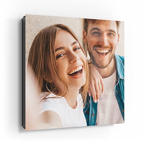 DEQORI personalisierter Schlüsselkasten schwarz mit Foto | 30x30 cm | eigenes Bild | Glas & Metall Schlüssel-Box | Schlüsselschrank 50 Haken + 2 Magnete | Moderne Box magnetisch & beschreibbar von DEQORI