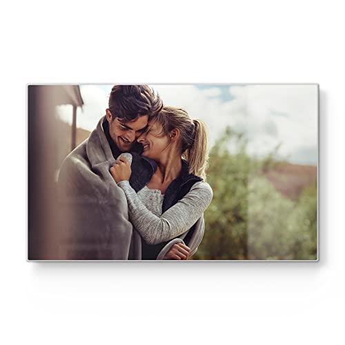 DEQORI personalisiertes Frühstücksbrett mit Foto aus Glas | klein 23x14 cm | eigenes Bild | Design Schneidebrett für Küche | antibakterielles Frühstücksbrettchen | Glasplatte & Servierplatte von DEQORI