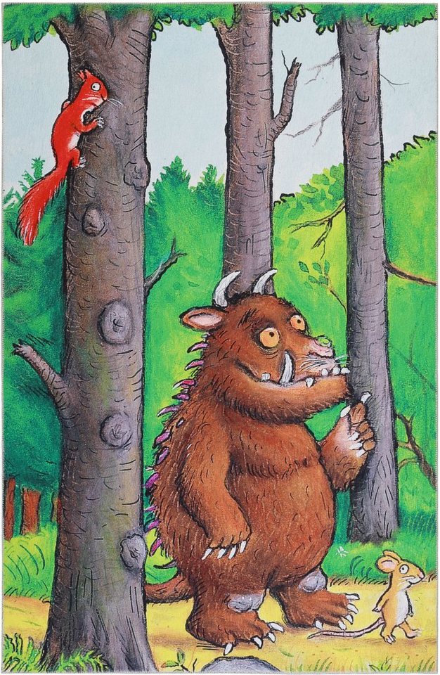 DER GRÜFFELO Kinderteppich Wanderlo GR-0171, rechteckig, Höhe: 6 mm, aktueller Grüffelo Teppich, Kurzflor mit hohem Baumwollanteil von DER GRÜFFELO