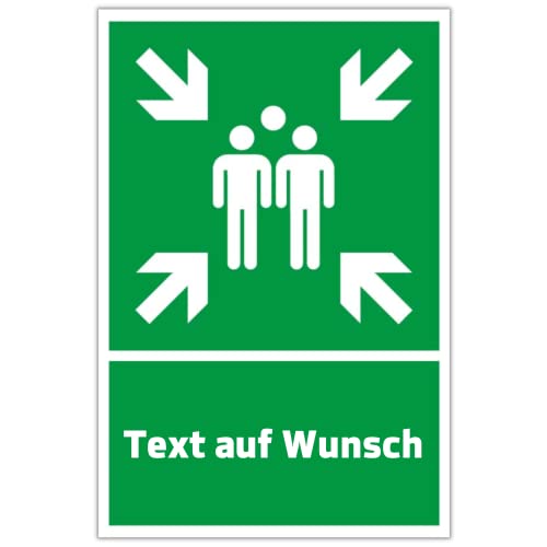 Sammelstelle Schild personalisierbar 30cm x 20cm hergestellt aus robustem PVC stoß und kratzfest mit Wunsch-Text personalisieren einfach anzubringen dank selbstklebender Rückseite von DER WERBEMARKT