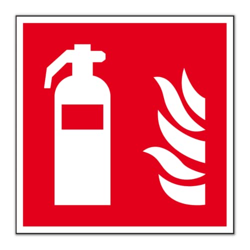 Schild Feuerlöscher PVC Premium Qualität lange nachleuchtend | 15 cm x 15cm selbstklebend | Symbolschild Quadratisch vollflächig | Qualitative Verarbeitung für lange Haltbarkeit von DER WERBEMARKT