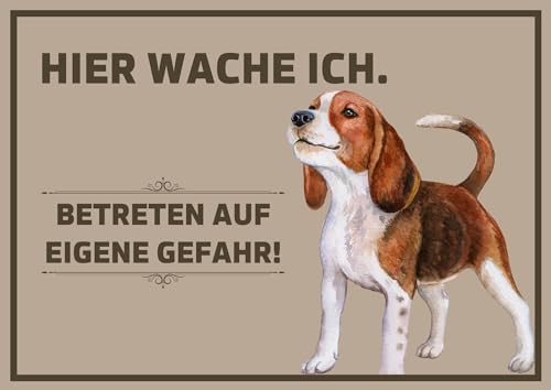 Schild Hier wache ich Hinweisschild Sicherheitskamera Warnung Warnschild mit UV-Schutz Wetterfest Hinweis 297 mm x 420 mm | Made in Germany | (Hund) von DER WERBEMARKT