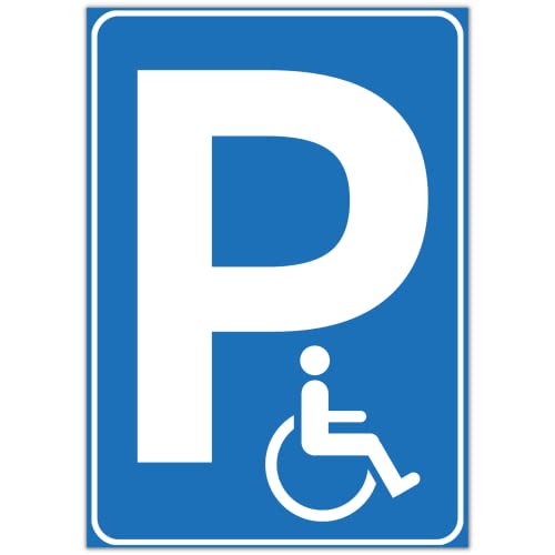 Schild "P" Behindertenparkplatz DIN A4 21cm x 29,7cm hergestellt aus robustem PVC stoß und kratzfest Warnschild in Blau Hinweisschild blau Parkplatzschild mit UV-Schutz von DER WERBEMARKT