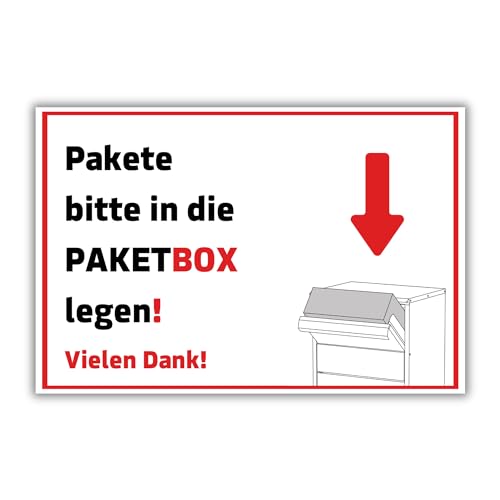 Schild Paketbox 20cm x 30cm hergestellt aus robustem PVC stoß und kratzfest Hinweisschild "Pakete bitte in die Paketbox legen!" mit UV-Schutz - Made in Germany von DER WERBEMARKT
