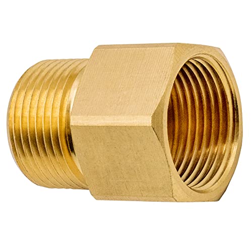 DERASL Hochdruckreiniger-Kupplung aus Messing, M22-15 mm Außengewinde auf M22-14 mm Innengewinde Schnellanschluss Hochdruckreiniger Adapter Zubehör Teile Passend, 4500 PSI von DERASL