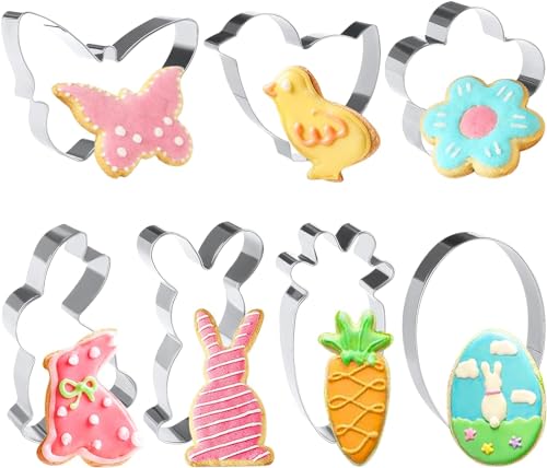 DERAYEE 7 Stück Ostern Ausstechformen Set Karikatur Plätzchenausstechform Hase Küken Keksausstecher für Ostern Kinder Party von DERAYEE